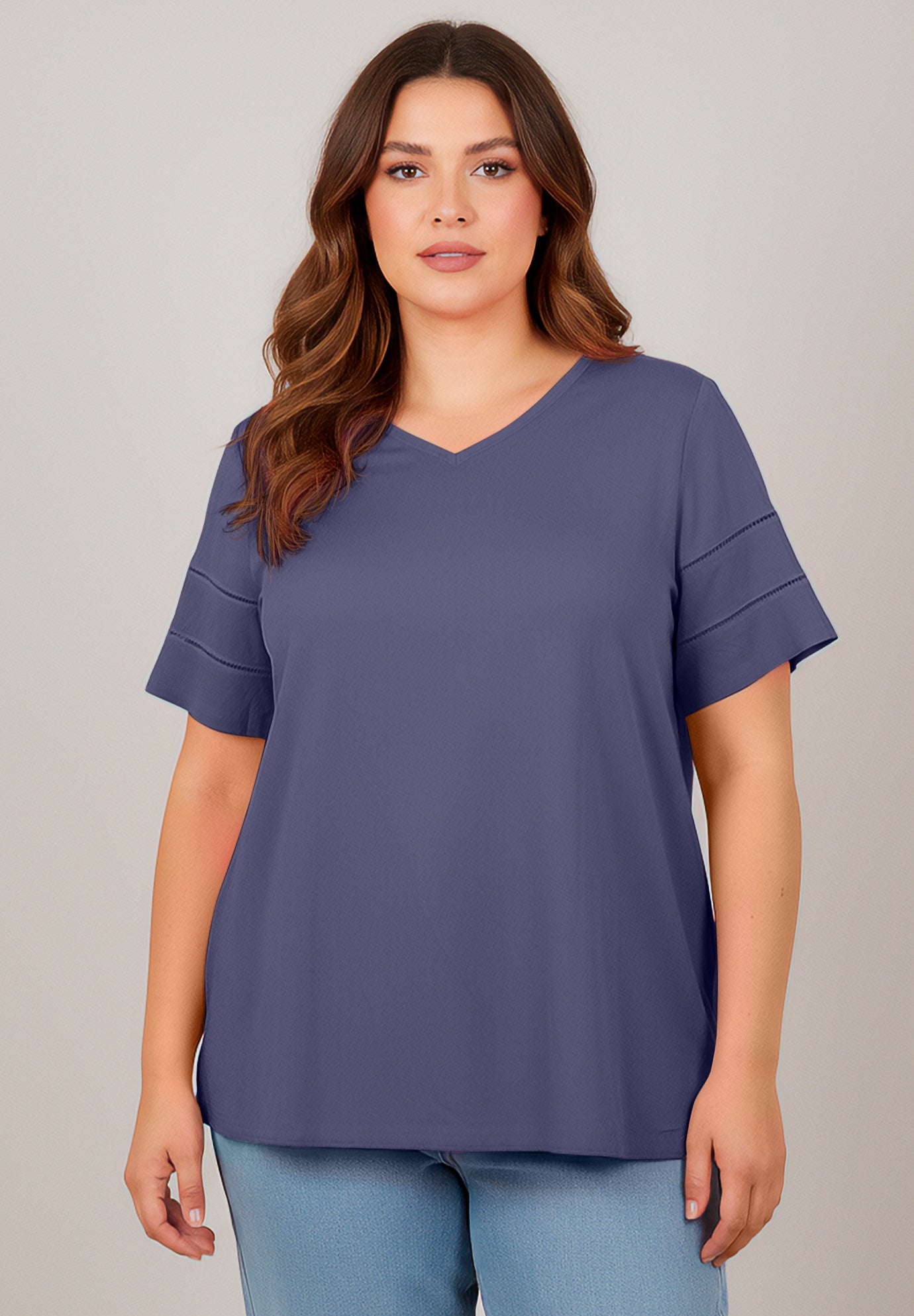 Openwork Trim Short Sleeve Top image number 0