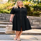 Smocked Zip Front Dress image number null