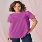 Short Sleeve Boatneck Knit Tee image number 0