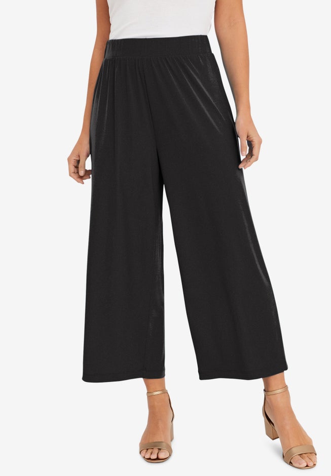 Stretch Knit Wide Leg Crop Pant image number 0
