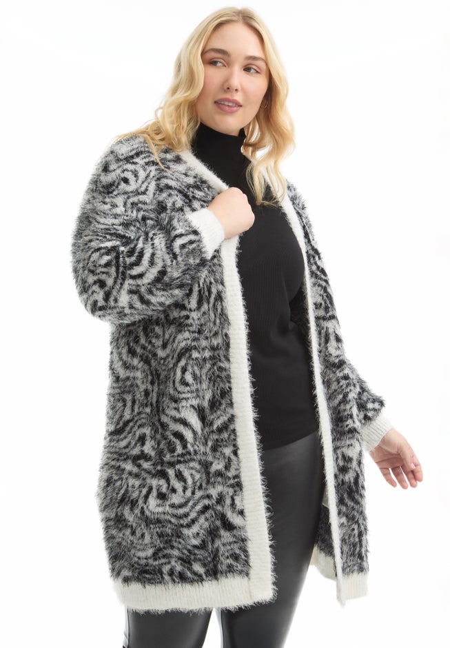 Leopard-Print Eyelash Cardigan image number 0