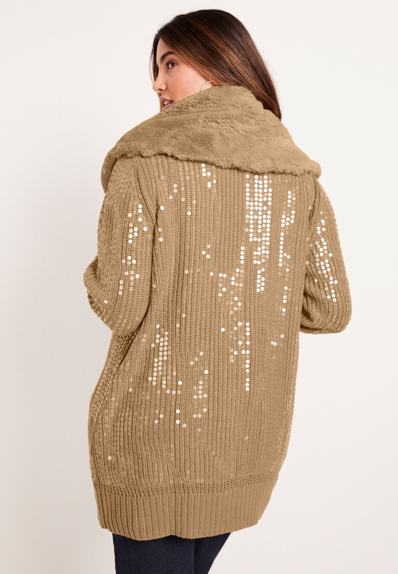 Sequin Button-Up Sweater image number 1