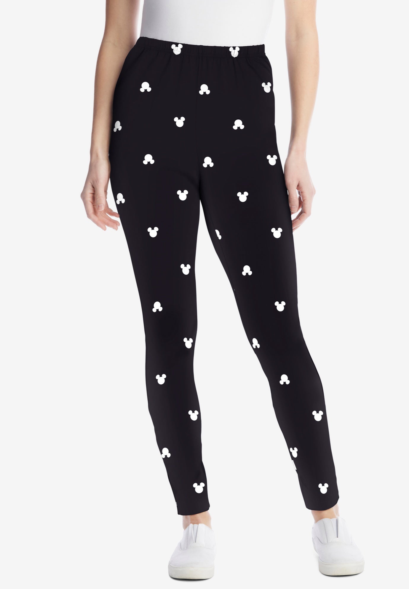 Disney Women's Black Leggings Mickey Mouse Ears All Over Print image number 0
