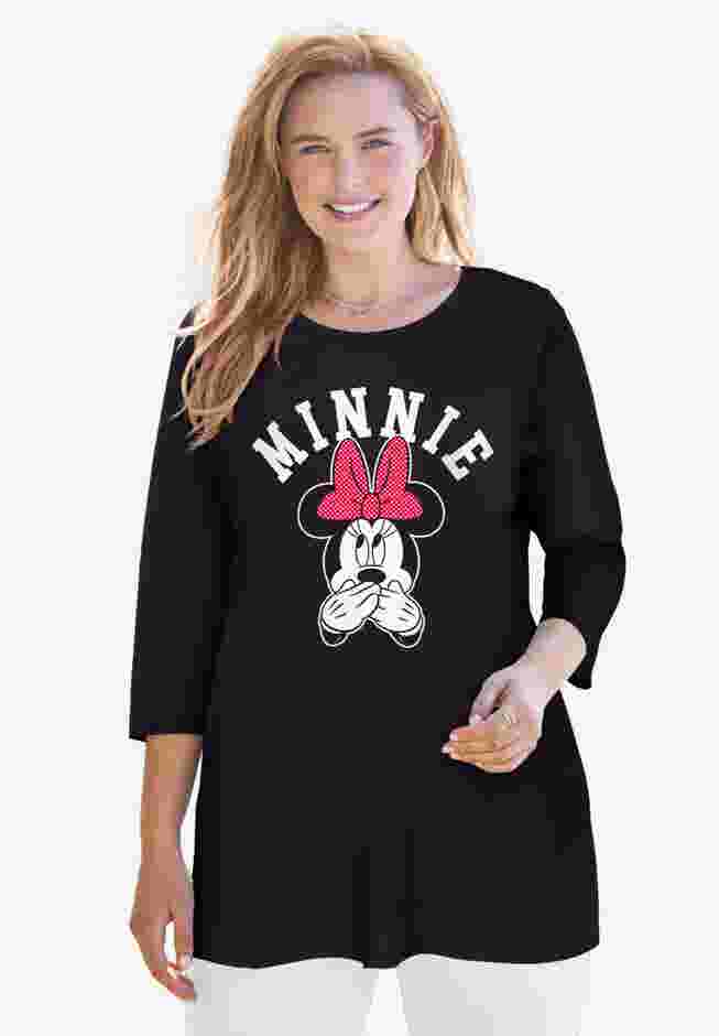 Disney Women's Three-Quarter Sleeve Tunic Minnie Mouse on Black image number 0