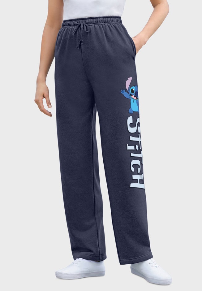 Disney Women's Fleece Navy Sweatpants Stitch image number null