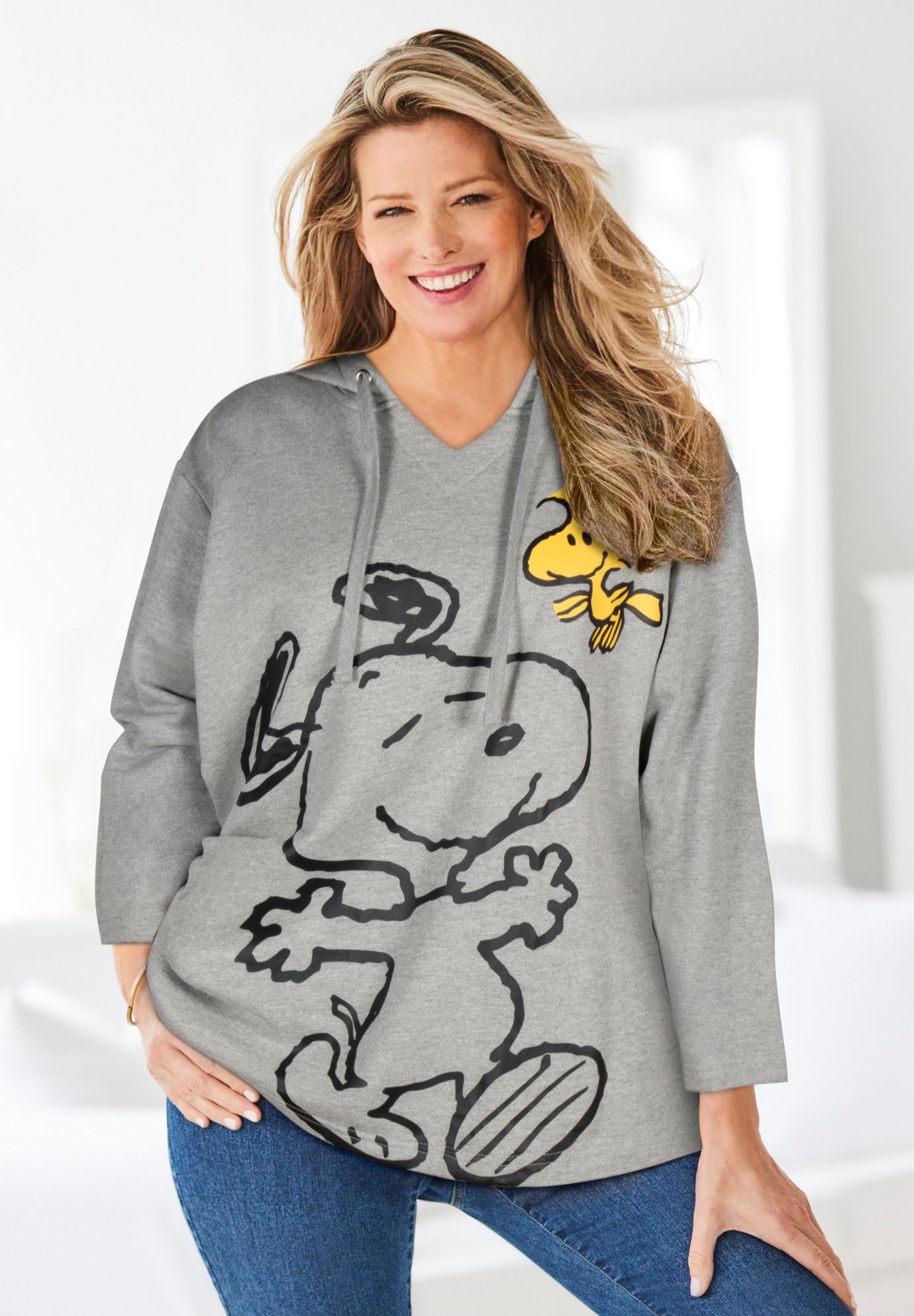 Peanuts Women&rsquo;s Hooded Sweatshirt Snoopy and Woodstock image number 0