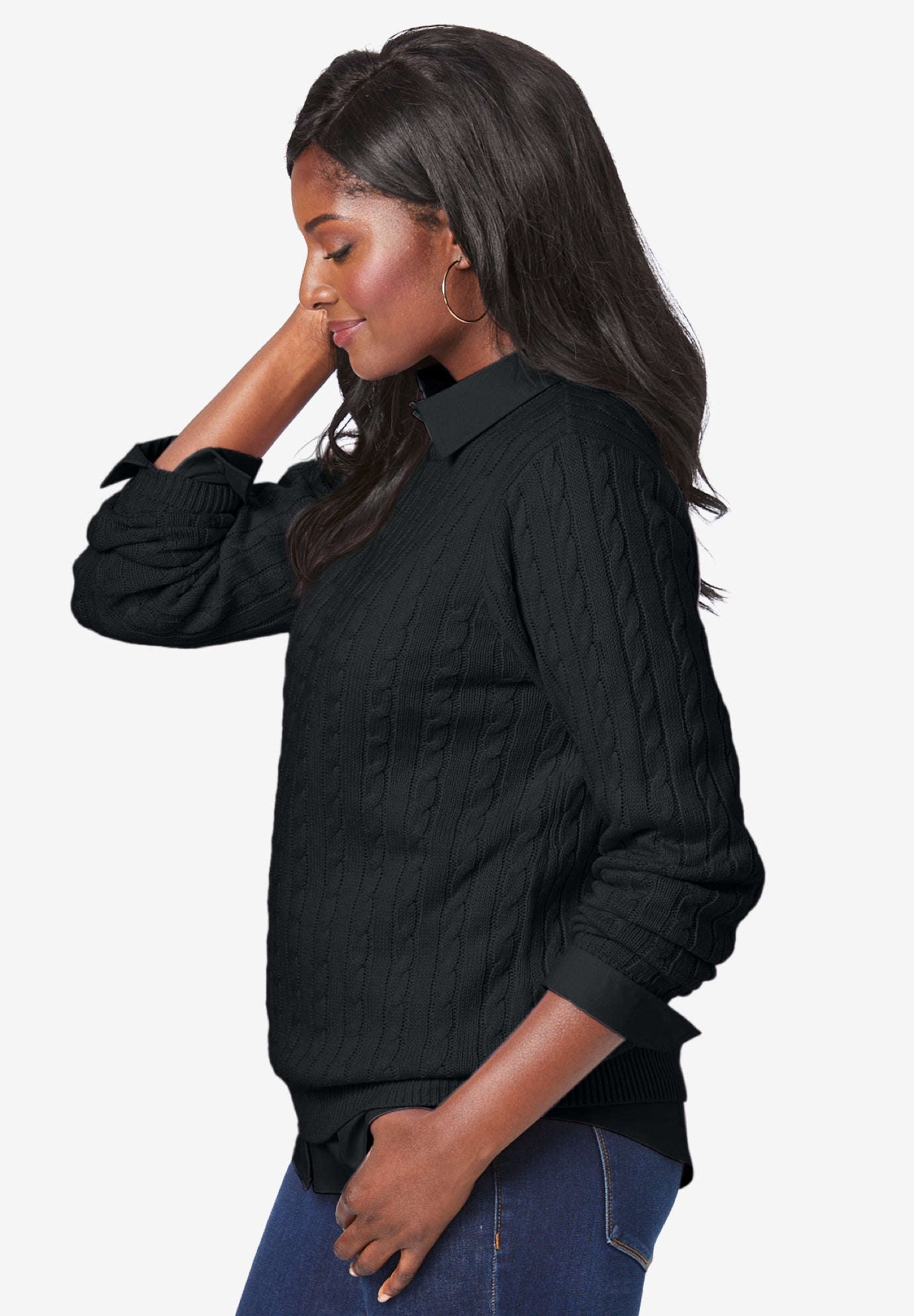 Cable Crewneck Sweater image number 2