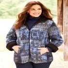Printed Fleece Coat with Sherpa Lining image number 4