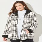 Printed Fleece Coat with Sherpa Lining image number 0