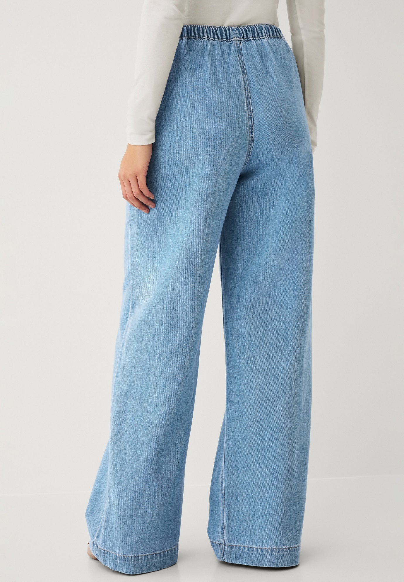 Elastic Waist With Drawstring Wide Leg Jeans image number 1