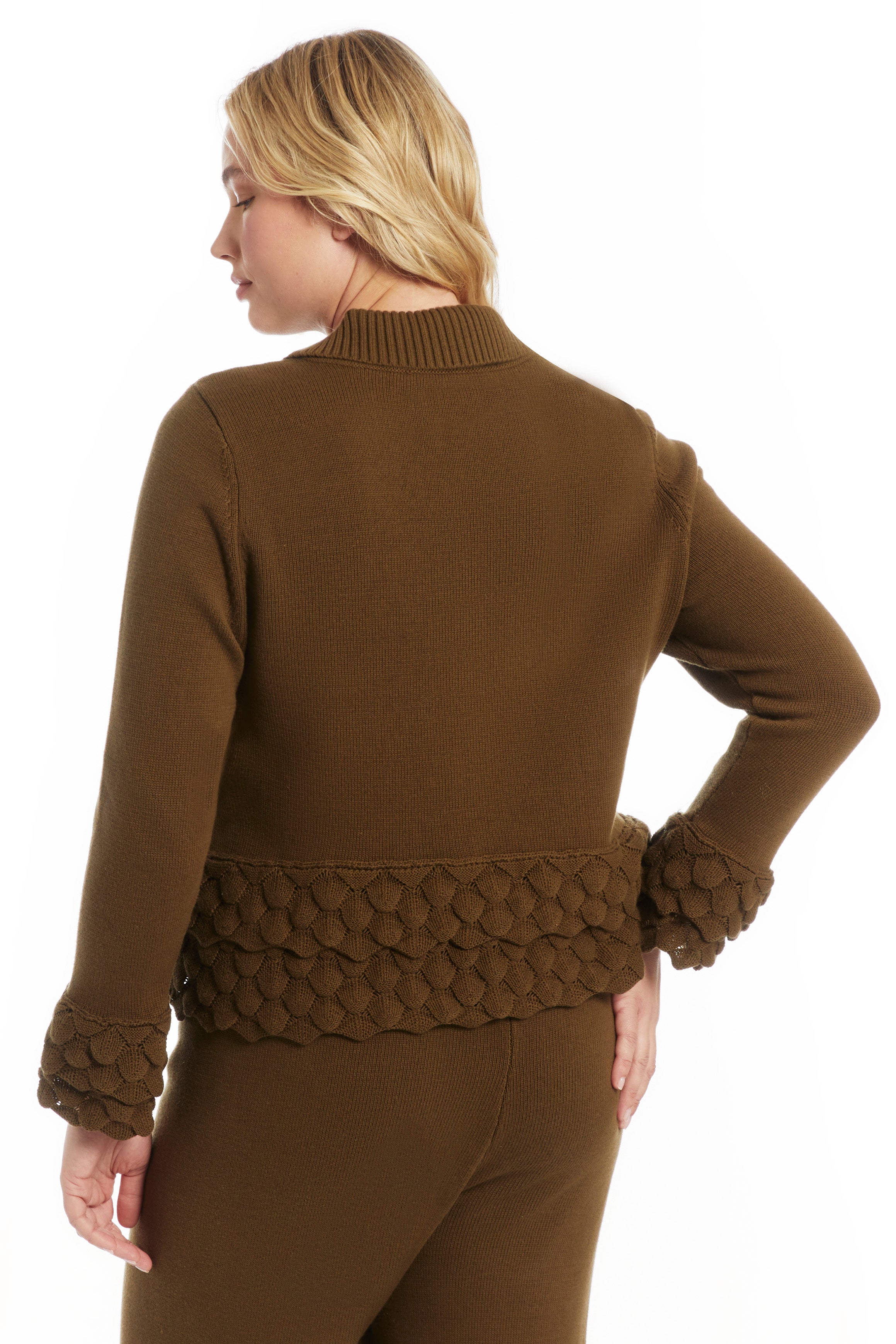 Ruffled Peplum Cardigan Sweater image number 2