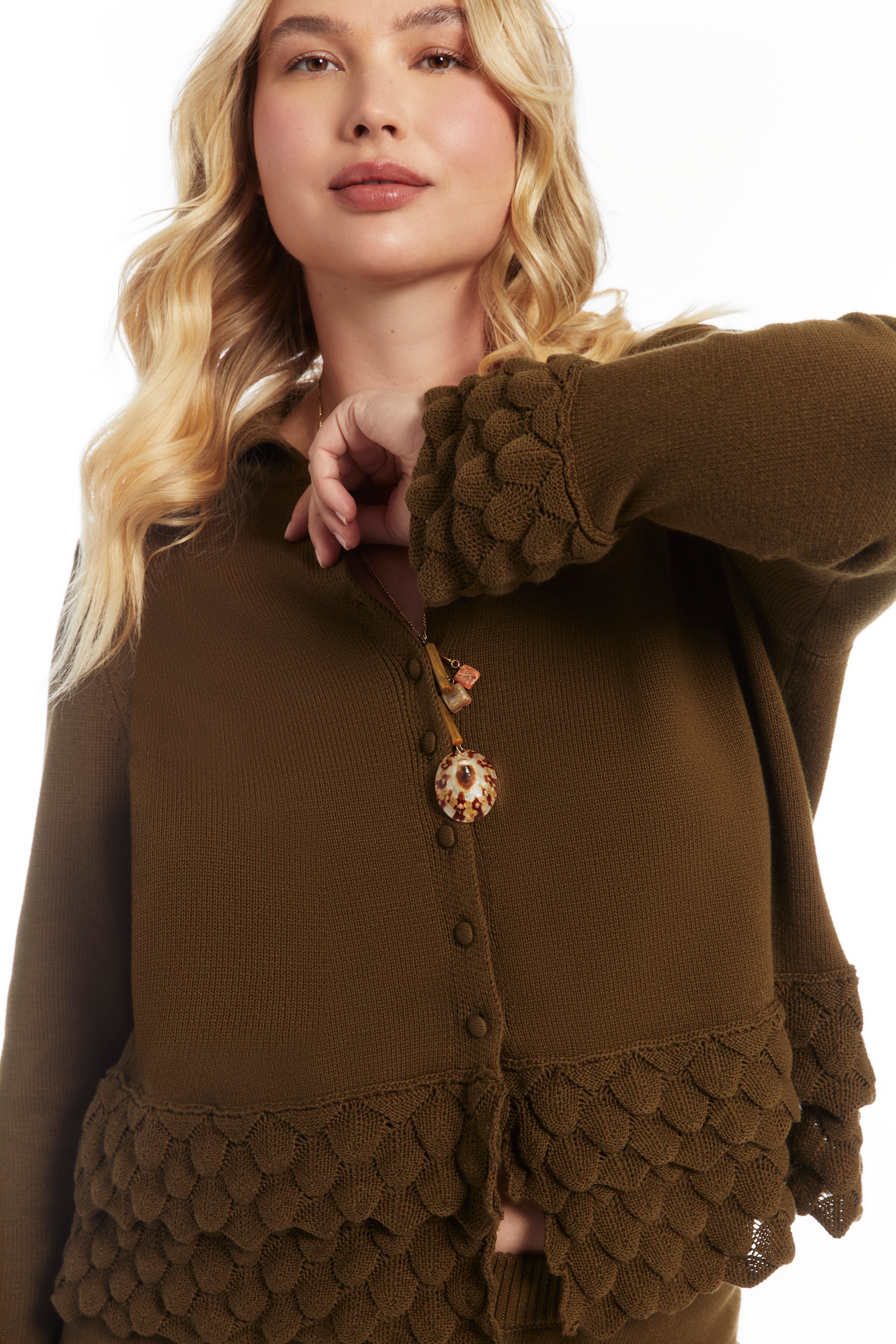 Ruffled Peplum Cardigan Sweater image number 0