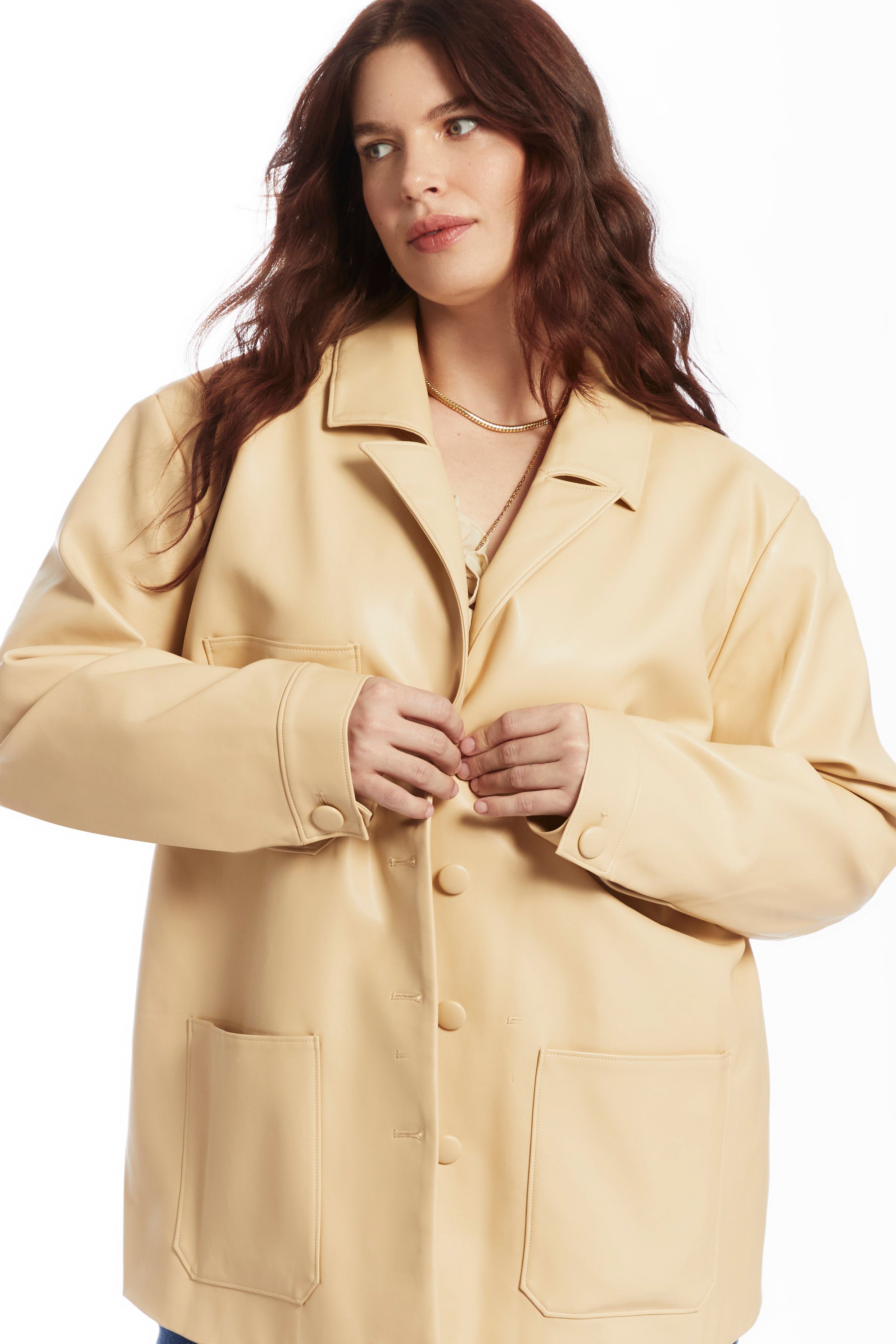 Relaxed Faux Leather Blazer image number 1