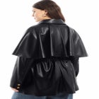 Faux Leather Cape Jacket image number null