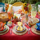 16-Pc. Santa Fe Hand-Painted Striped Stoneware Dinnerware Set image number 5