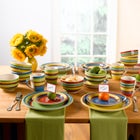 16-Pc. Santa Fe Hand-Painted Striped Stoneware Dinnerware Set image number 3
