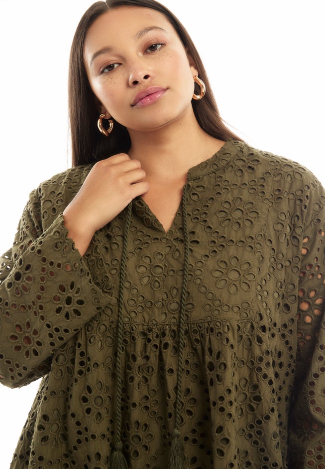 Eyelet Midi Shirtdress image number 3