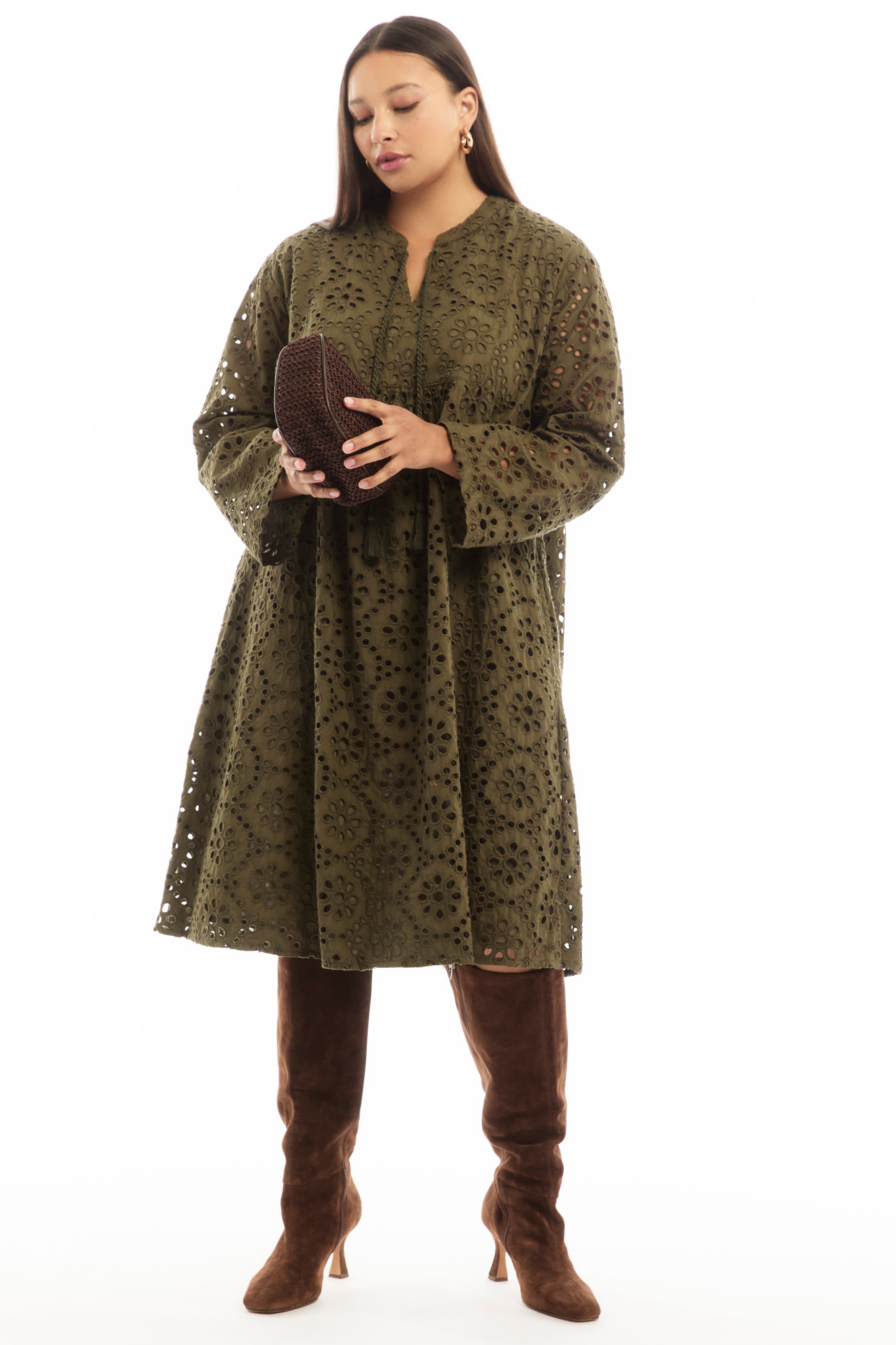 Eyelet Midi Shirtdress image number 0