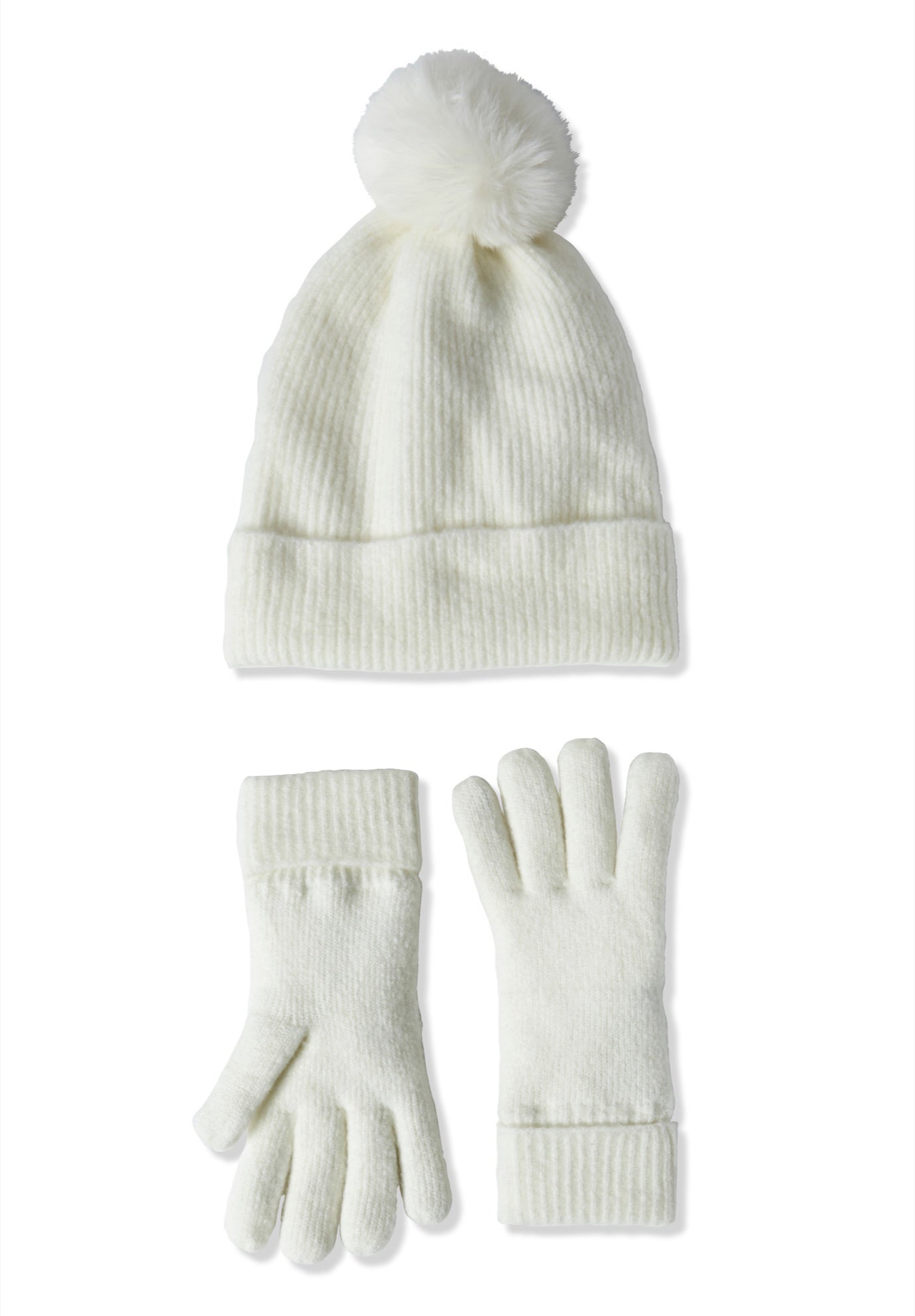 Faux Fur-Lined Beanie Hat and Glove Set. image number 2
