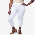 Stretch Cotton Eyelet Capri Legging image number null