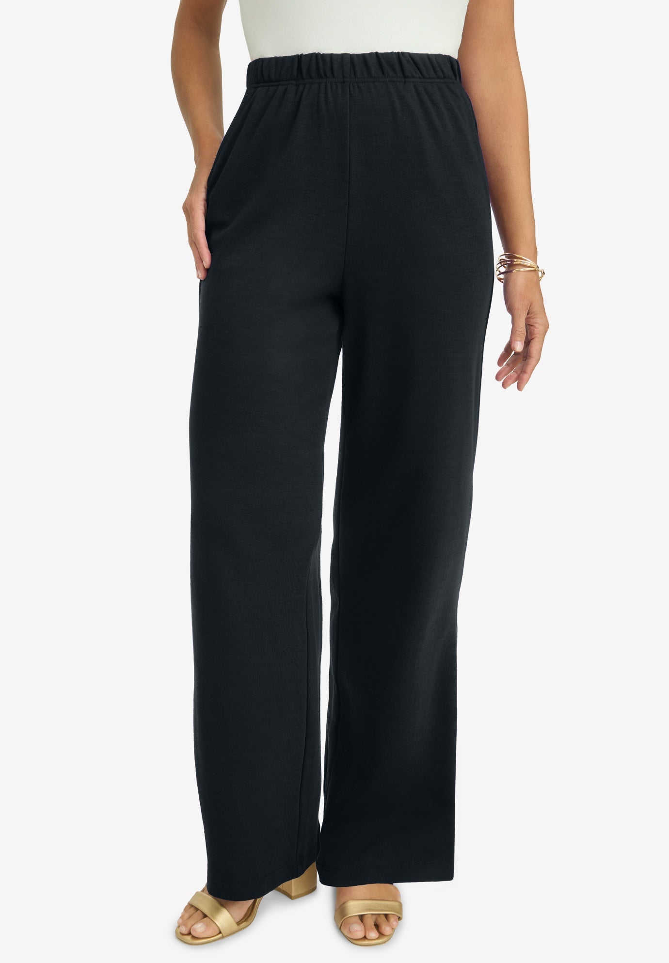 Soft Ease Cotton Knit Wide Leg Pant image number 0