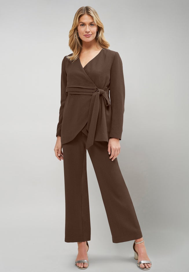2-Piece Faux Wrap Pantsuit image number 0