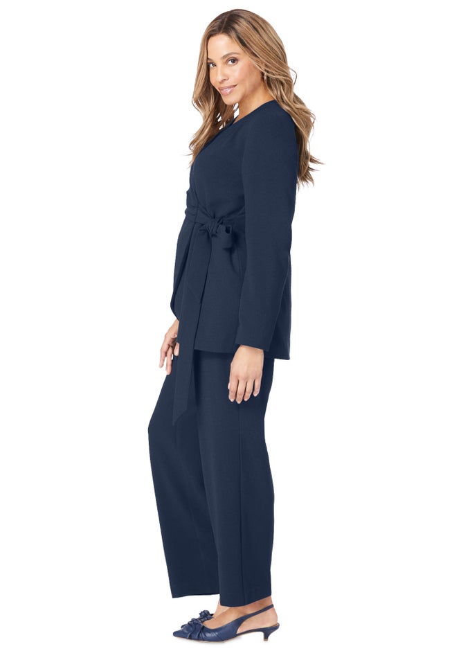 2-Piece Faux Wrap Pantsuit image number 1