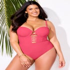 Underwire Lace Up One Piece Swimsuit image number null