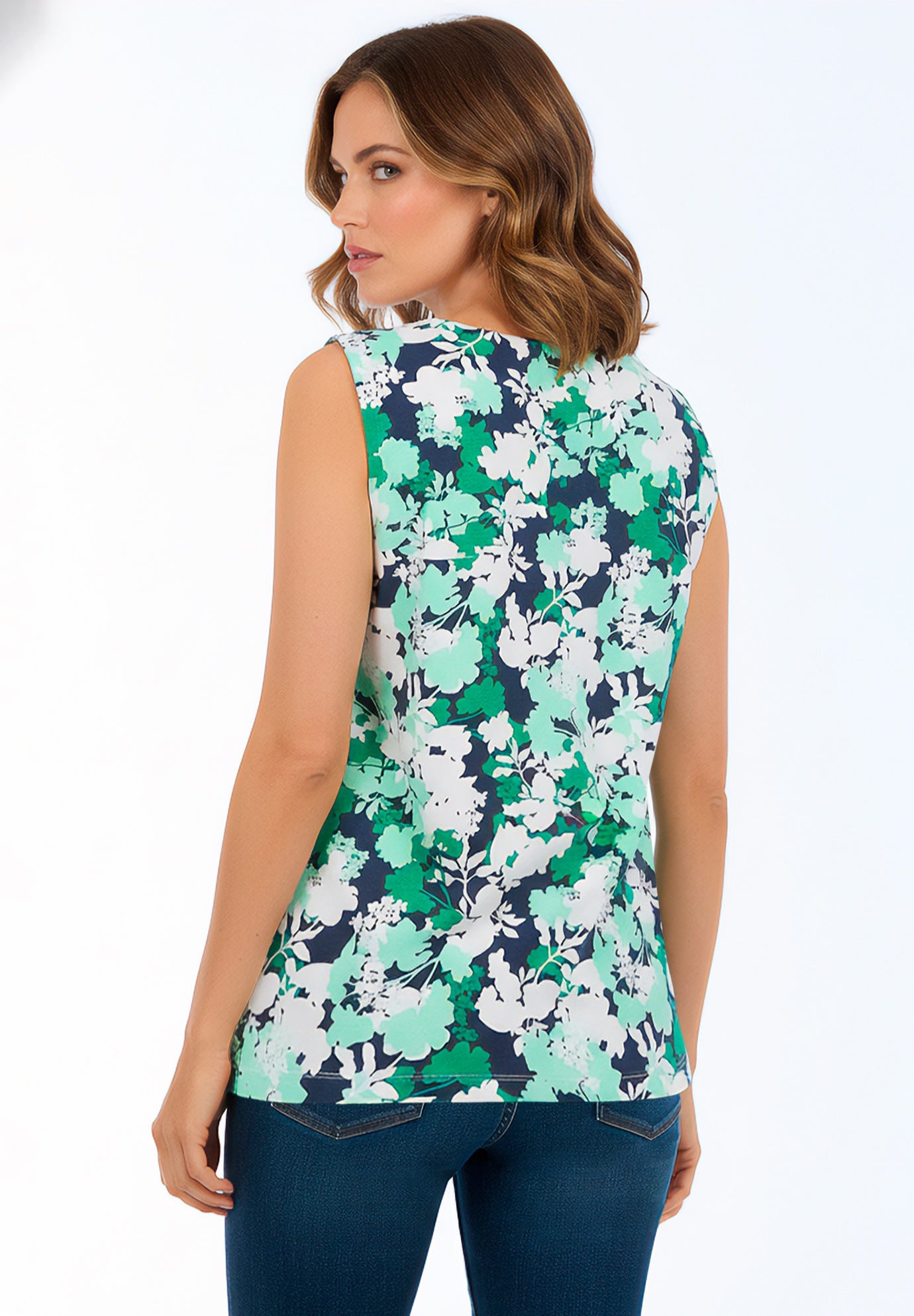 Stretch Cotton Square Neck Tank image number 1