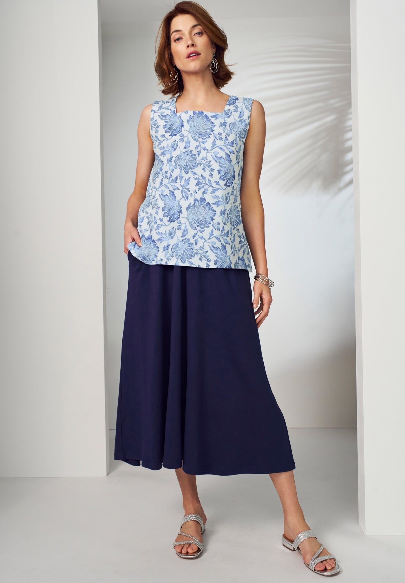 Stretch Cotton Square Neck Tank image number 0