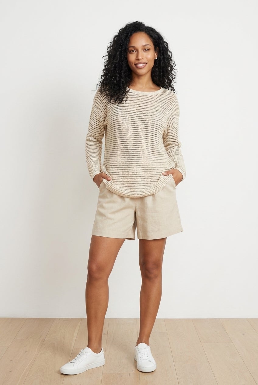 Linen-Blend Pull-On Elastic Waist Shorts image number 5