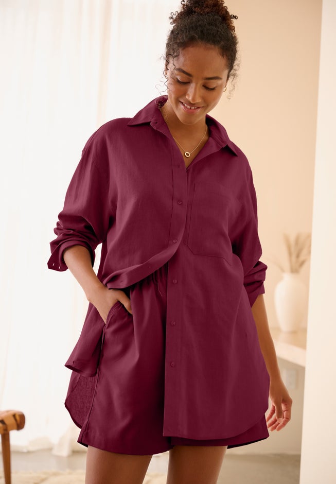 Linen-Blend Pull-On Elastic Waist Shorts image number 3