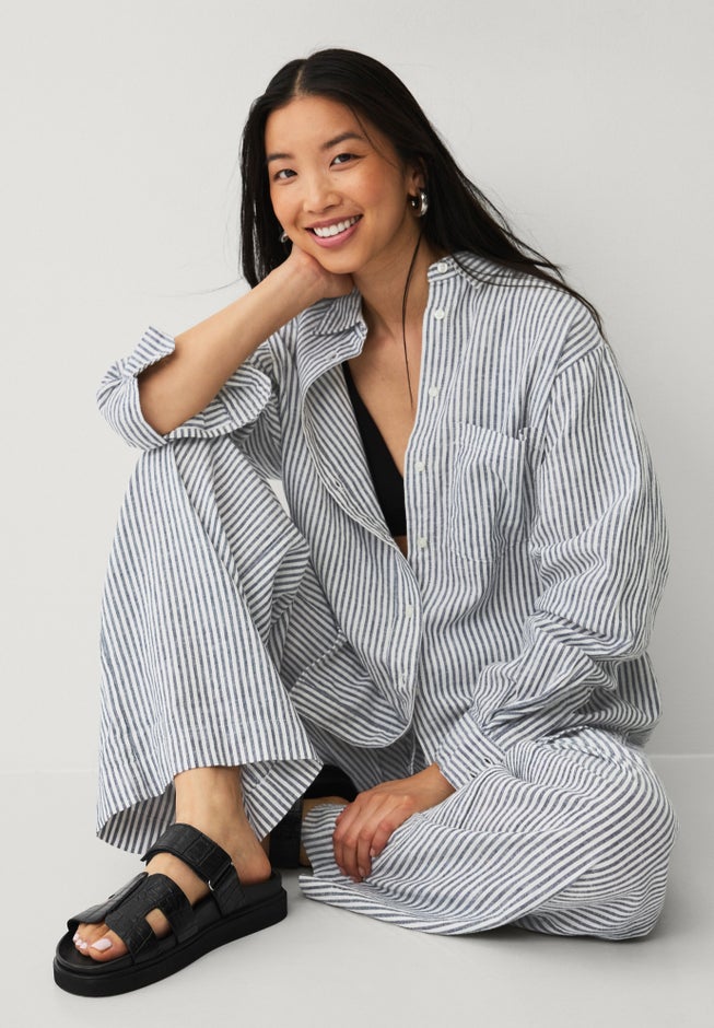 Oversized Linen-Blend Boyfriend Shirt image number 5