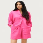 Oversized Linen-Blend Boyfriend Shirt image number null