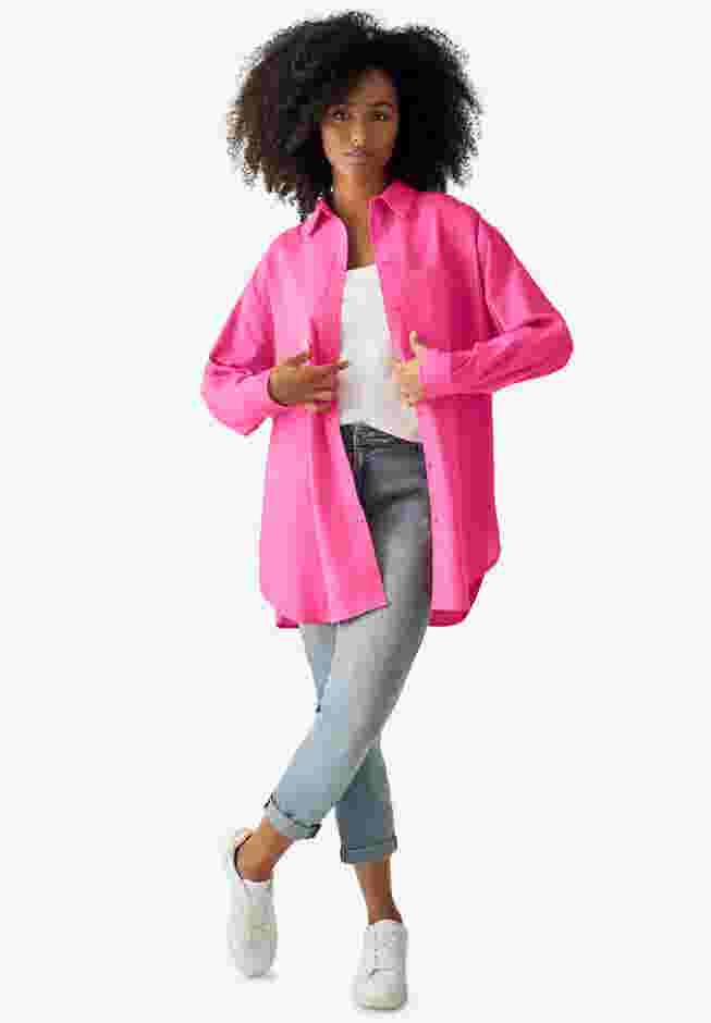 Oversized Linen-Blend Boyfriend Shirt image number 2