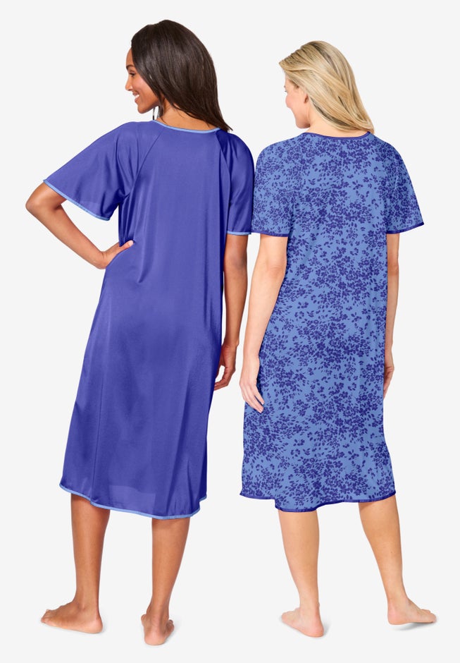 2-Pack Short Silky Gown image number 1