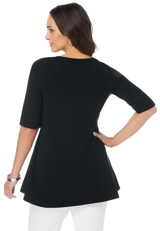 Stretch Cotton Peplum Tunic image number 2