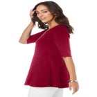 Stretch Cotton Peplum Tunic image number null