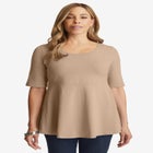 Stretch Cotton Peplum Tunic image number null