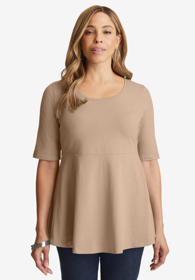 Stretch Cotton Peplum Tunic image number 1