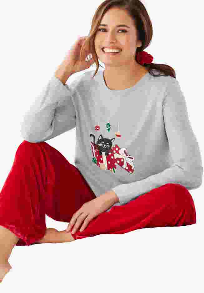 Pajama Set with FREE Velour Scrunchie image number 3