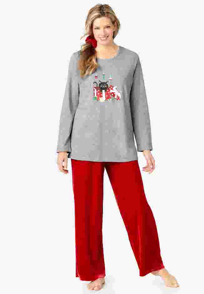 Pajama Set with FREE Velour Scrunchie image number 0
