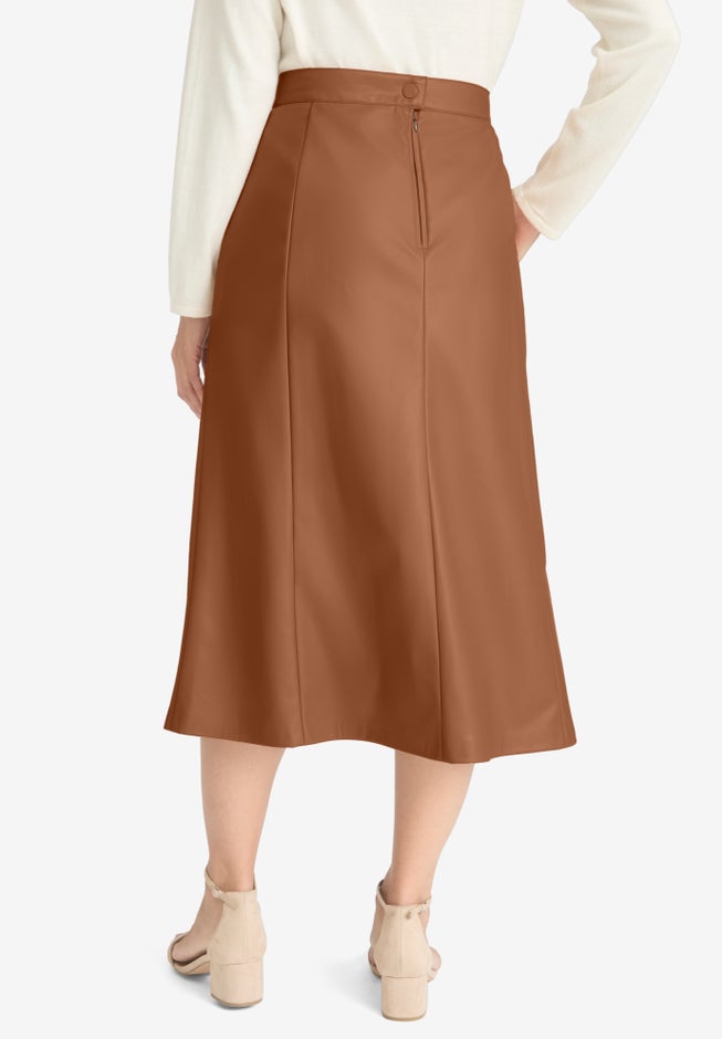 Faux Leather Midi Skirt image number null