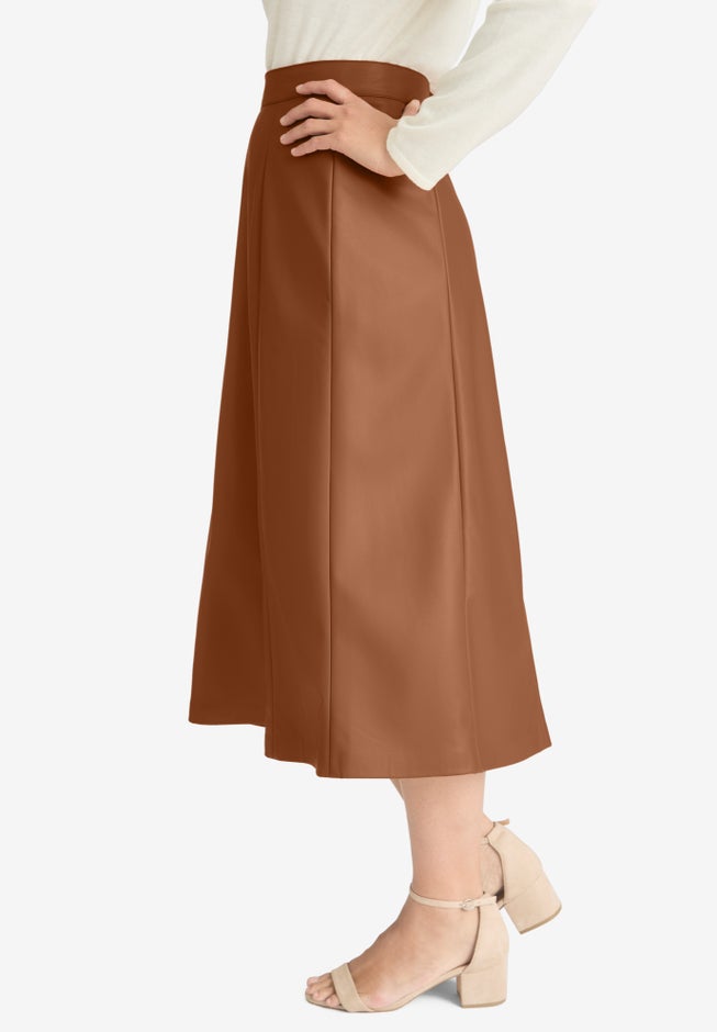 Faux Leather Midi Skirt image number null