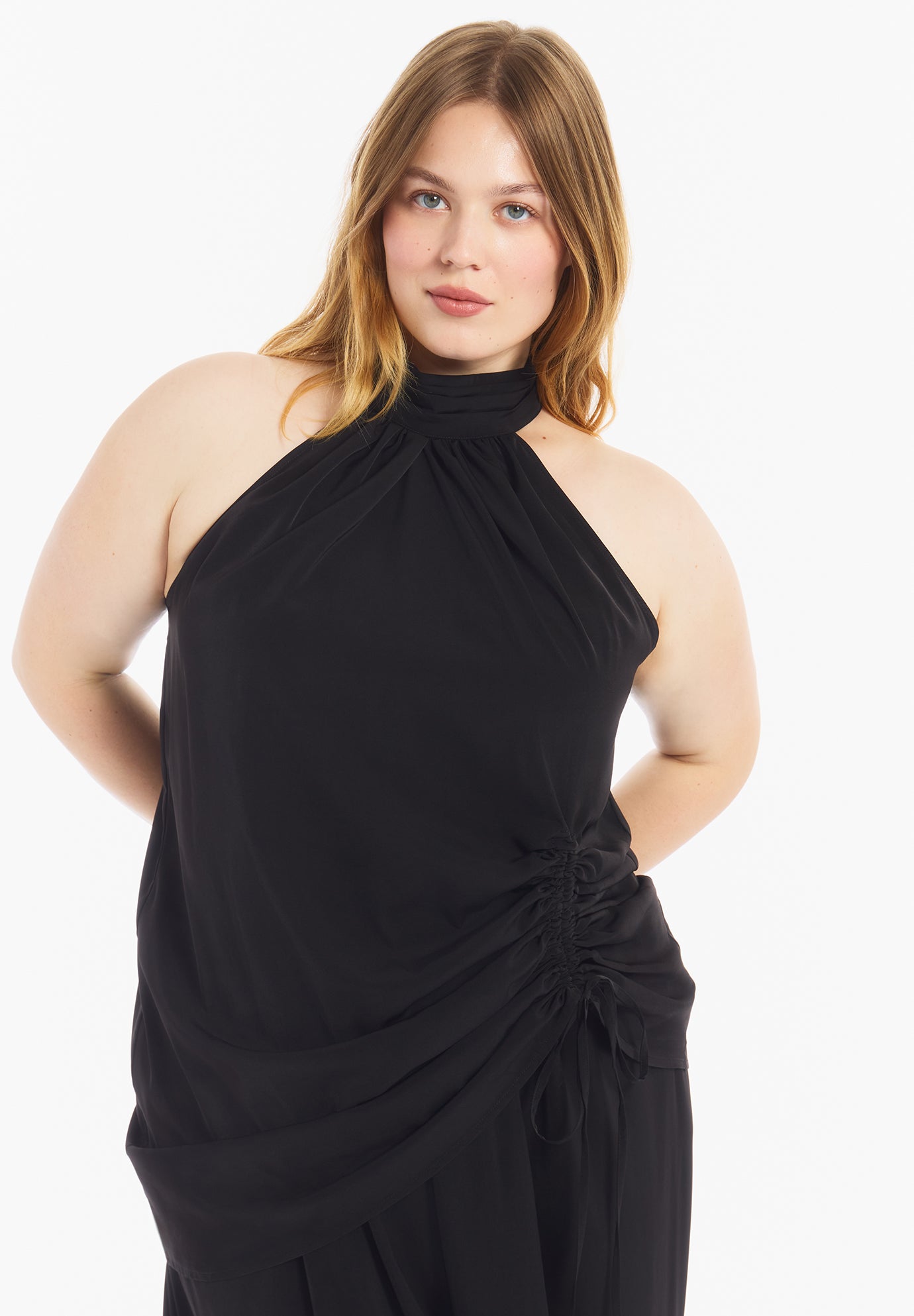Asymmetric Hem Halter Top image number 2