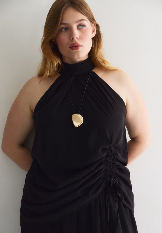 Asymmetric Hem Halter Top image number 4