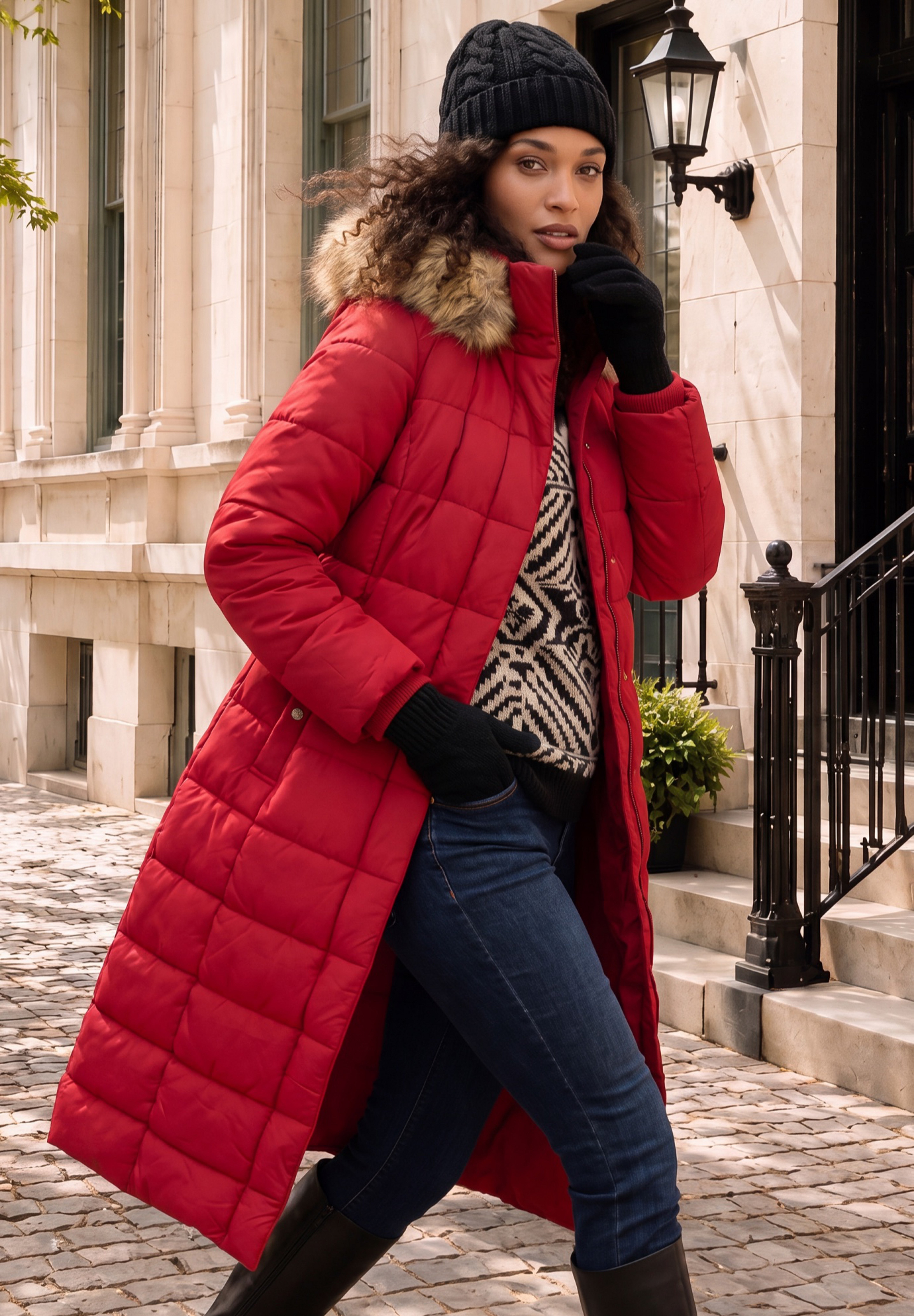 Plus Size Maxi Length Puffer Coat image number 4