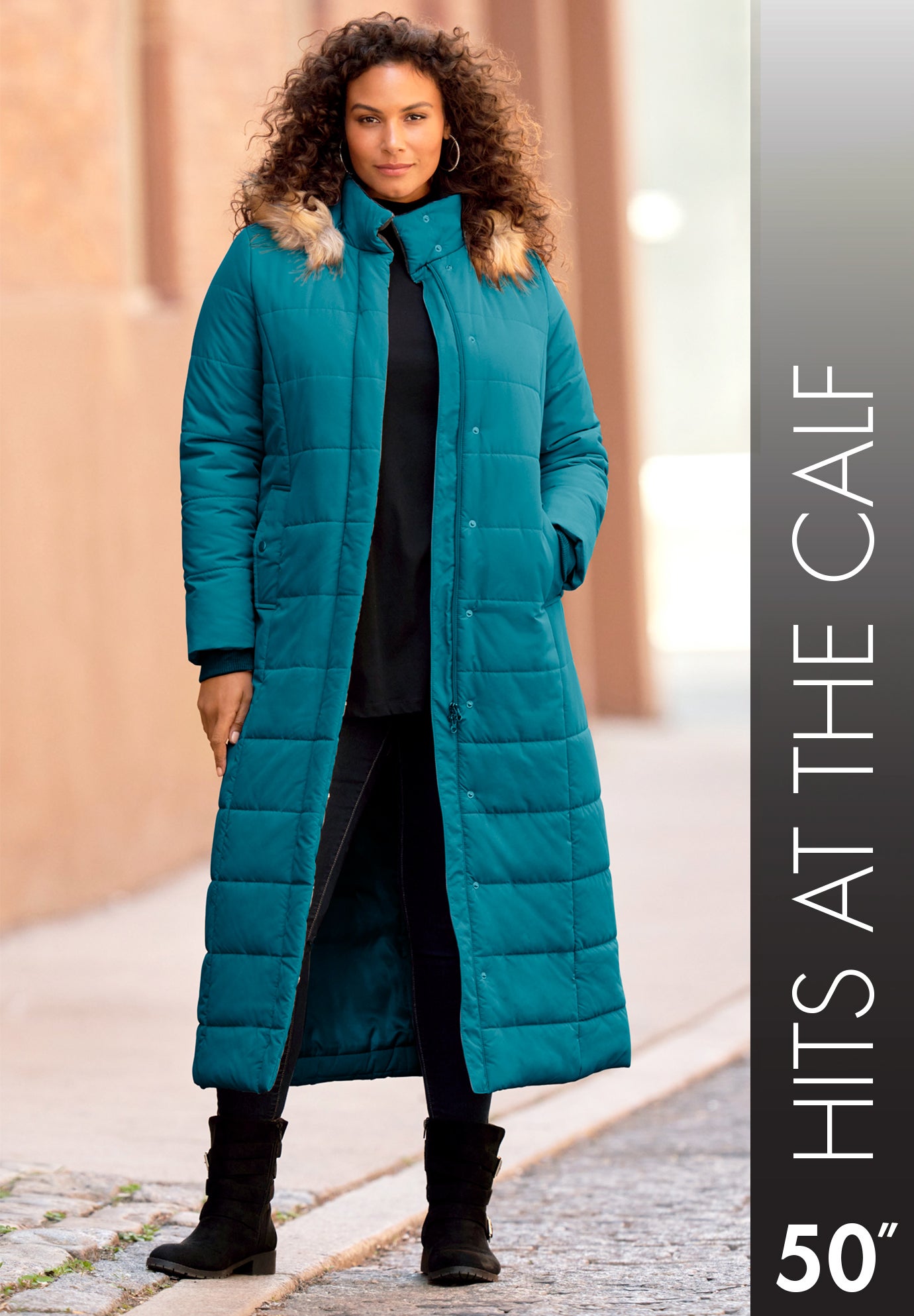 Plus Size Maxi Length Puffer Coat image number 5