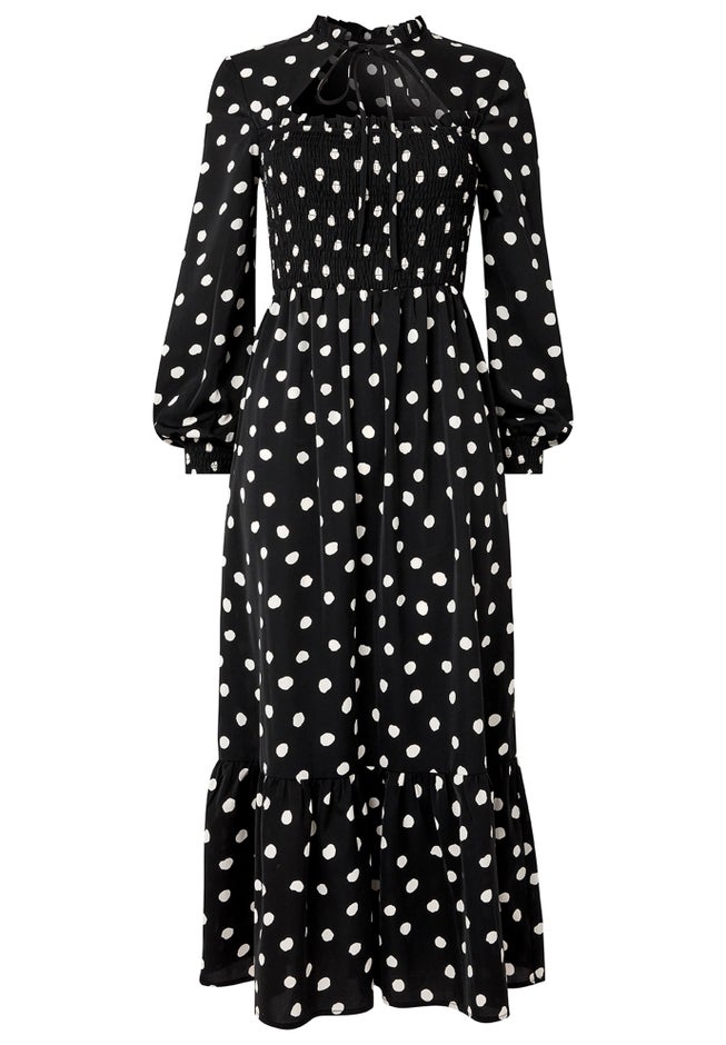 Long Sleeve Smocked Midi Dress image number 7
