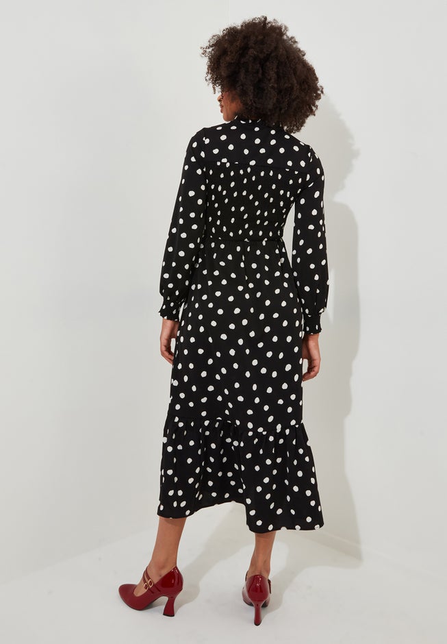 Long Sleeve Smocked Midi Dress image number 2